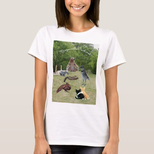 公園2の文字のヨガ動物 Tシャツ (正面)