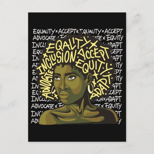 公平かつ包摂に関する強力なアフロ・アート ポストカード (正面)