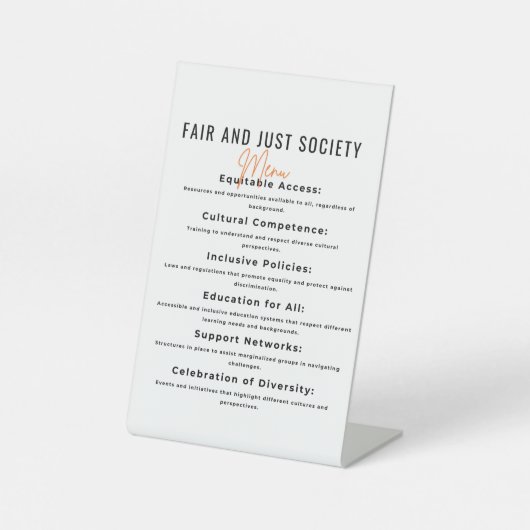 公平とダイバーのためのインクルーシブなコミュニティ 台座サイン (正面)