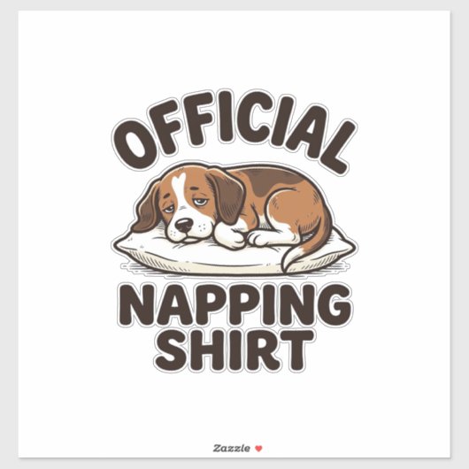 公式お昼寝シャツ 寝てる犬 ビンテージ風デザイン_1 シール (シート)