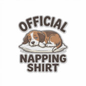 公式お昼寝シャツ 寝てる犬 ビンテージ風デザイン_1 シール (正面)