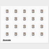 公式お昼寝Tシャツ 眠そうな犬のビンテージ風デザイン_1 ラウンドシール (シート)