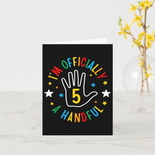 公式におてんばレベルが５に到達しました！おもしろ５歳の誕生日 カード (黄色い花)