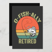 公式に引退 釣り好きな人のユーモアあふれる定年退職 招待状 (正面/裏面)