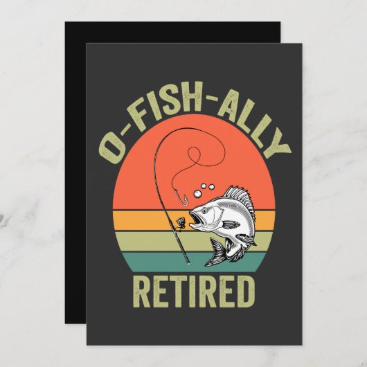 公式に引退 釣り好きな人のユーモアあふれる定年退職 招待状 (正面/裏面)