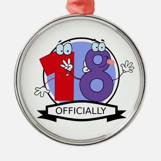 公式に18の誕生日の旗 メタルオーナメント (正面)