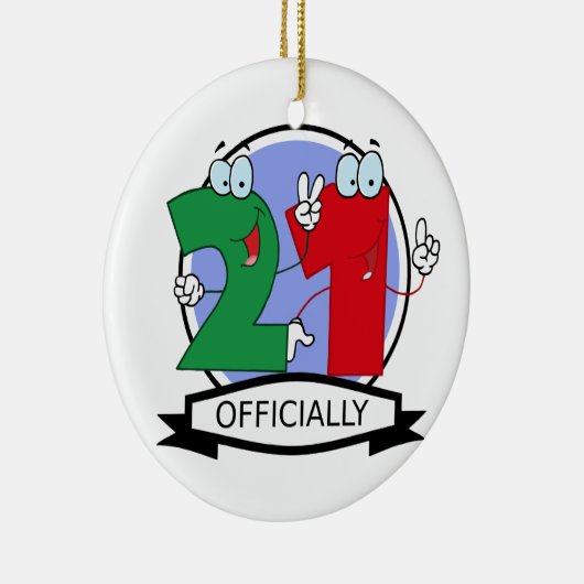 公式に21の誕生日の旗 セラミックオーナメント (右)