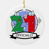 公式に21の誕生日の旗 セラミックオーナメント (裏面)