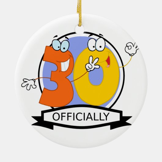 公式に30の誕生日の旗 セラミックオーナメント (裏面)