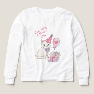 公式に4歳 女の子 誕生日Tシャツ かわいい猫