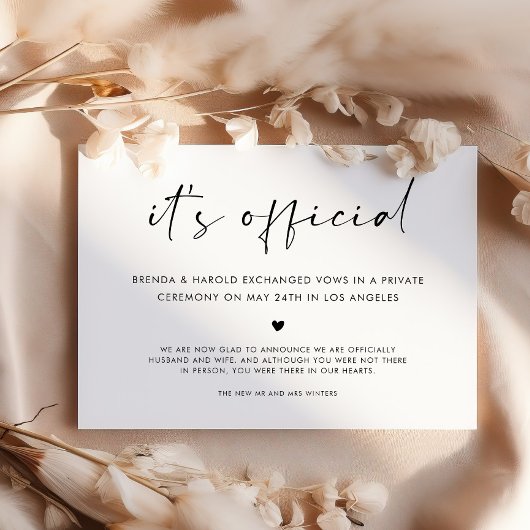 公式のシンプル結婚 案内状