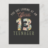 公式のティーンエージャー 13歳の誕生日 13歳の女の子 ポストカード (正面)