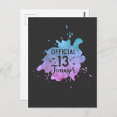 公式のティーンガール 13歳の誕生日 ポストカード (正面/裏面)