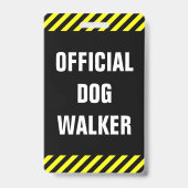 "公式のドッグウォーカー"; 黒、黄色のストライプのバッジ バッジ (Back)