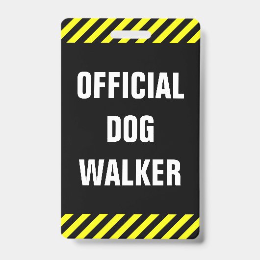 "公式のドッグウォーカー"; 黒、黄色のストライプのバッジ バッジ (Front)