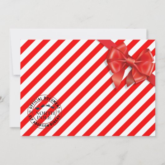 公式の北極エルフ養子証明書  招待状 (裏面)