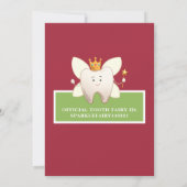 公式の歯の妖精の受け取り証明書 招待状 (裏面)