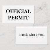 公式の許可:私は私が望むようにすることができる。 名刺 (正面/裏面)