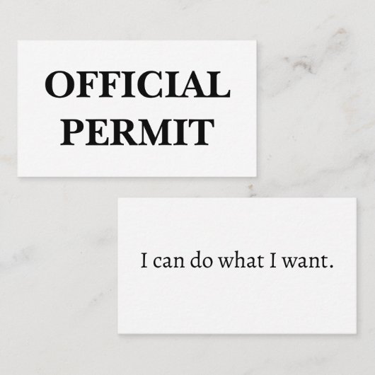 公式の許可:私は私が望むようにすることができる。 名刺 (正面/裏面)