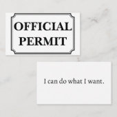 公式の許可：私は私が望むようにすることができる。 名刺 (正面/裏面)