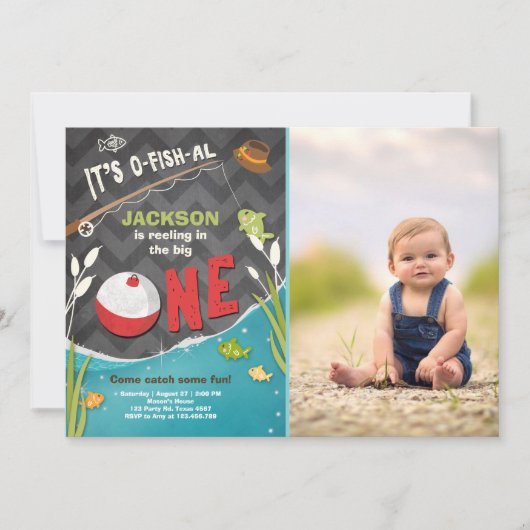 公式の釣りバースデー招待状 大物ゲット！ 招待状 (正面)