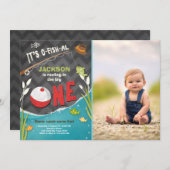 公式の釣りバースデー招待状 大物ゲット！ 招待状 (正面/裏面)