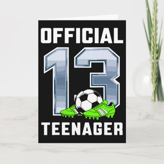 公式の13歳の誕生日パーティー サッカー テーマ カード (正面)
