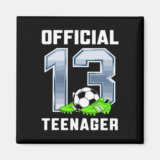 公式の13歳の誕生日パーティー サッカー テーマ マグネット (正面)
