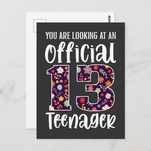 公式の13歳の誕生日プレゼント 女の子 ポストカード (正面/裏面)