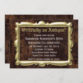 公式アンティークおもしろい第50回バースデーパーティー 招待状 (正面/裏面)