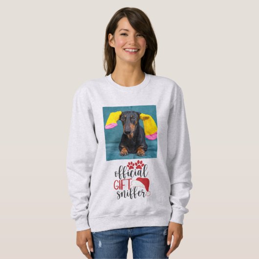 公式ギフトスニファペットおもしろいドッグクリスマス スウェットシャツ (正面フル)
