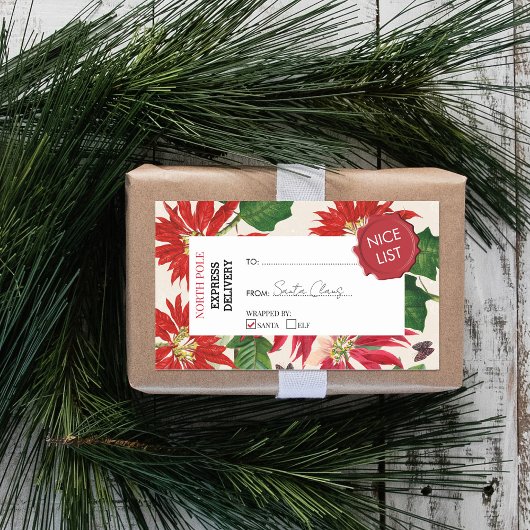 公式サンタクロース贈り物プレゼント北極レッド 長方形シール