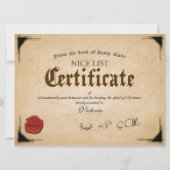 公式サンタニースリスト証明書ホリデーカード カード (正面)