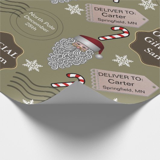 公式サンタ(名前と場所付き) ラッピングペーパー (角)