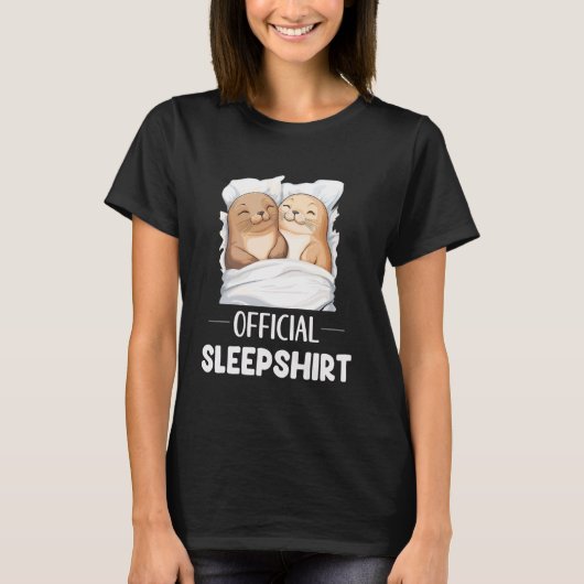 公式スリープシャツかわいいスリーピングシールシーライオンアン Tシャツ (正面)
