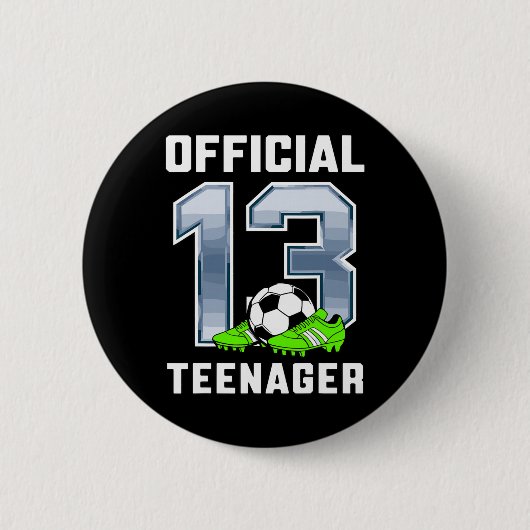 公式ティーンエイジャー 13歳の誕生日パーティー サッカーテーマ 缶バッジ (正面)