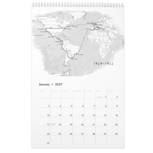 公式トラックおよび地平線のカレンダー カレンダー (1月 2027)