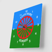 公式パーソナライズされたのロマンジプシー旅行者旗 スクエア壁時計 (傾斜)