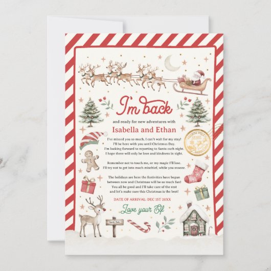 公式パーソナライズされた小妖精や小人到着状子供へ 招待状 (正面)