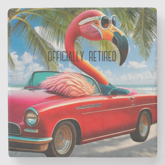 公式フラミ退職したンゴ&コンバーチブルオンビーチ ストーンコースター (正面)