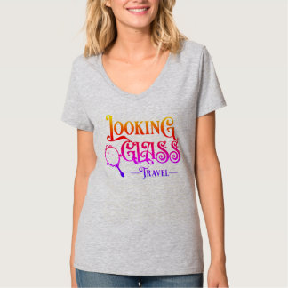 公式姿見ガラス旅行女性用Vネック Tシャツ
