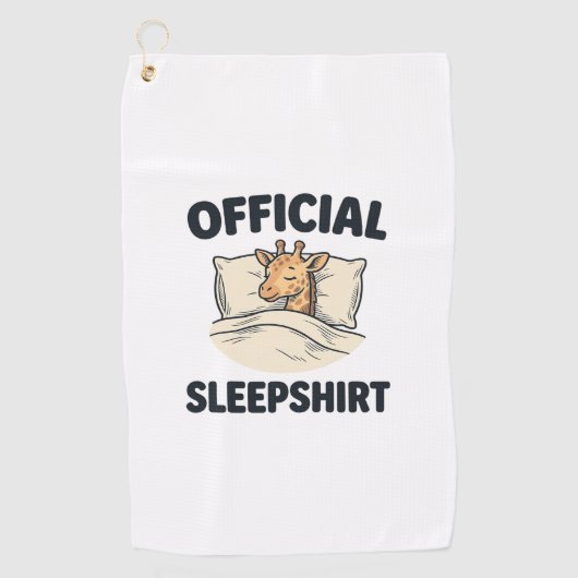 公式寝間着キリン おもしろい 寝るTシャツ デザイン ゴルフタオル (正面)