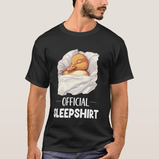公式寝間着 かわいい眠れるアヒル 動物ラブ Tシャツ (正面)