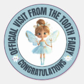 公式歯の妖精の訪問ステッ子供へカー ラウンドシール (正面)