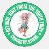 公式歯の妖精の訪問ステッ子供へカー ラウンドシール (正面)