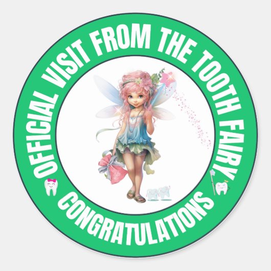 公式歯の妖精の訪問ステッ子供へカー ラウンドシール (正面)