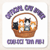 公式猫好き- Collect 'Em All スクエアペーパーコースター (正面)