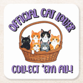 公式猫好き- Collect 'Em All スクエアペーパーコースター