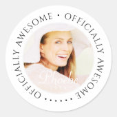 公式素晴らしモダンシンプル誕生日写真 ラウンドシール (正面)