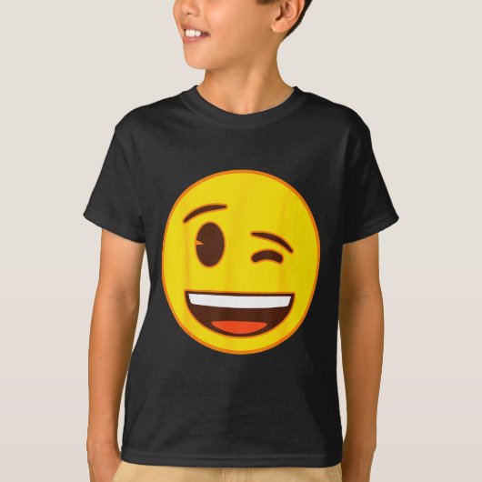 公式絵文字 ウィンク 黄色い笑顔の顔 Tシャツ (正面)